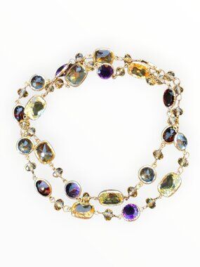 Vintage Stuller 14K Gold Multi-Gemstone Statement Necklace
